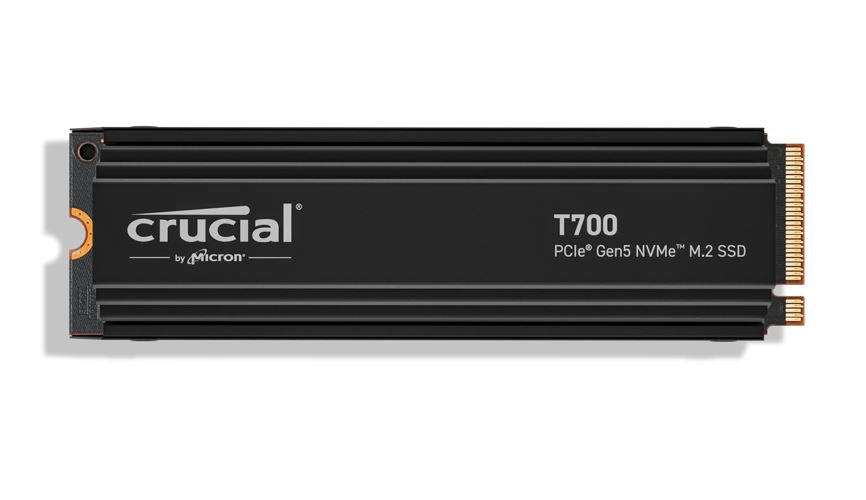 Crucial T700 2TB Gen5 NVMe SSD Heatsink - 12400/11800MB/s R/W 1200TBW 1500K IOPs 1.5M hrs MTTF with DirectStorage for Intel 13th Gen & AMD Ryzen 7000 Crucial T700 2TB Gen5 NVMe SSD Heatsink - 12400/11800MB/s R/W 1200TBW 1500K IOPs 1.5M hrs MTTF with DirectStorage for Intel 13th Gen & AMD Ryzen 7000